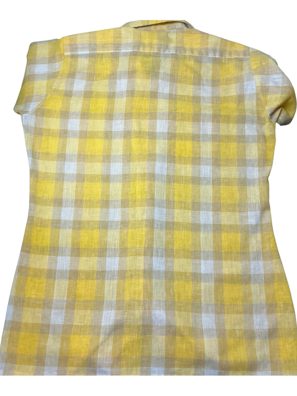 Vintage 60s Arrow Sanforized Loop Collar Gold/Cream Plaid Dexton Button Front Xl View 2